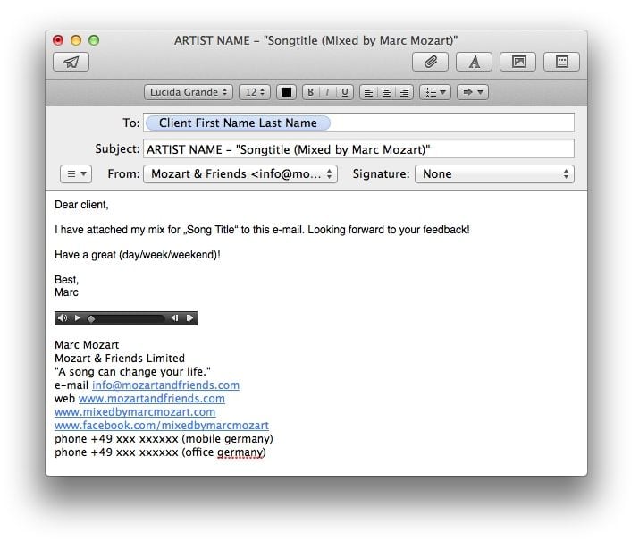 Client Mix Feedback Example E-Mail Marc Mozart